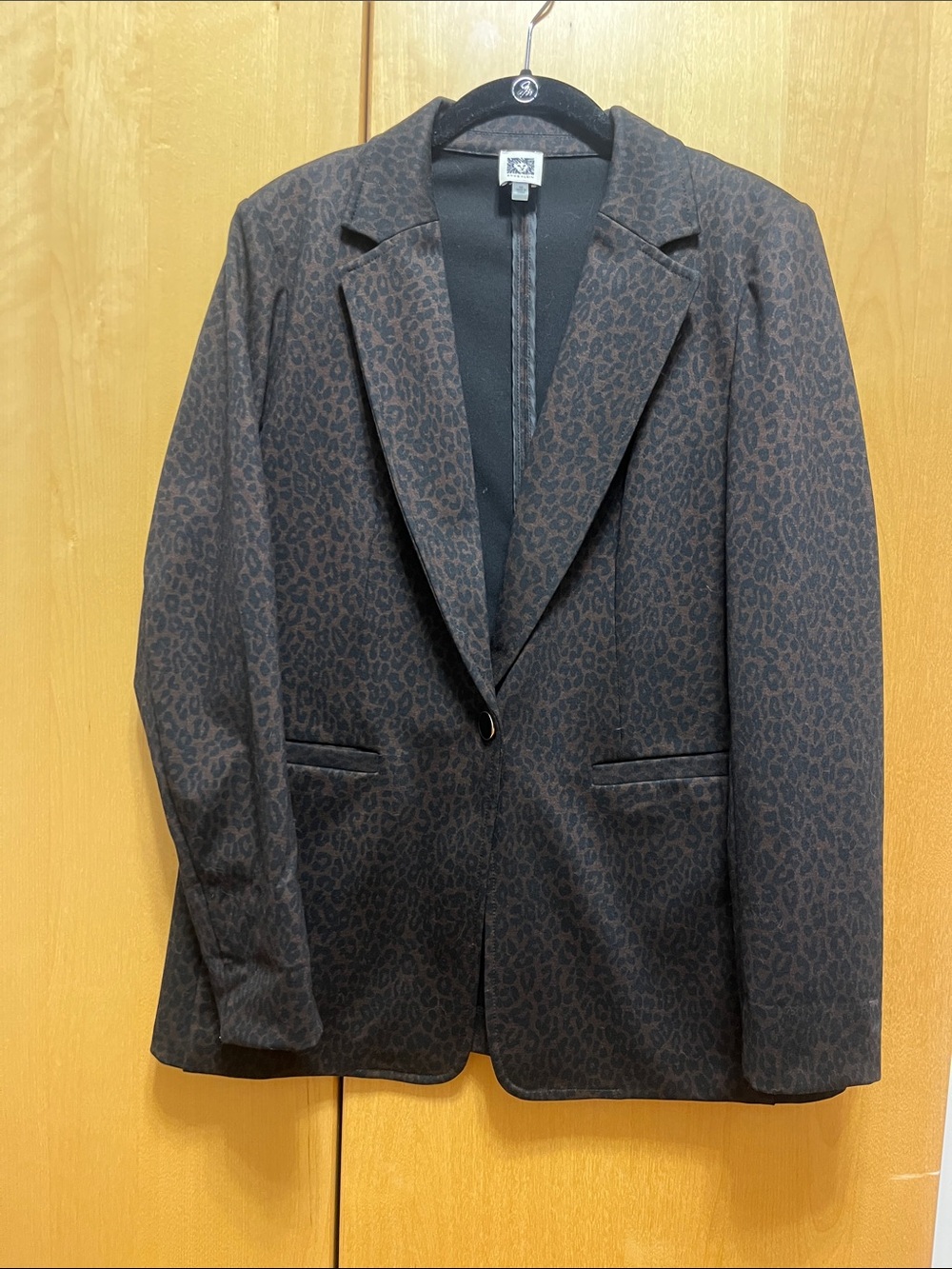 Anne Klein Brown and Black Leopard-Print Blazer